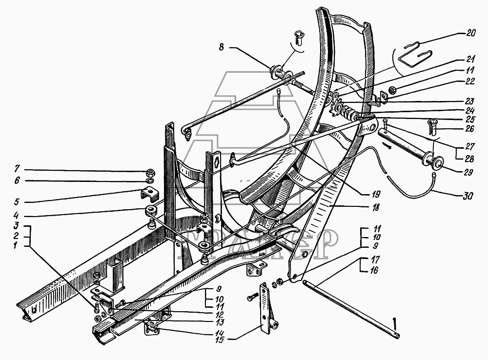 Каталог запчастей для: КрАЗ-6446. Держатель запасного колеса